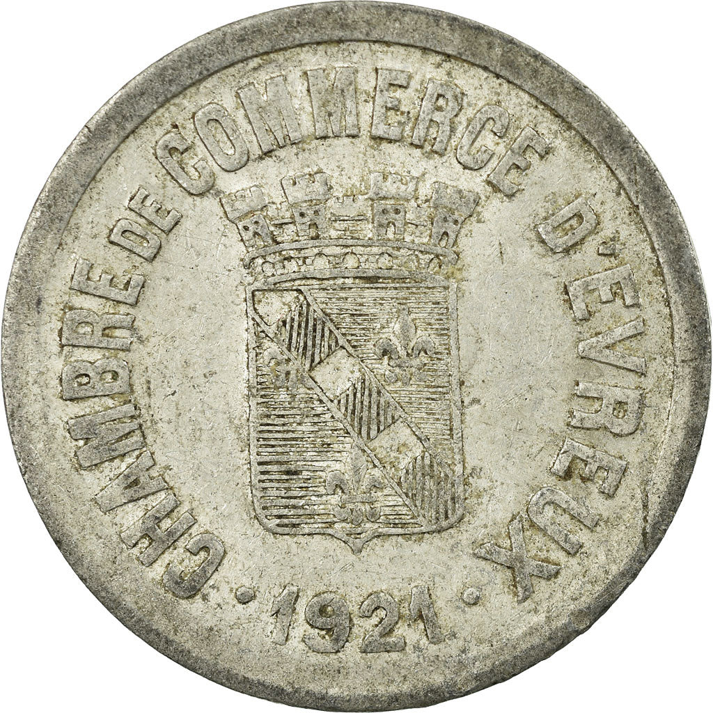 Moneta, Francja, Chambre de Commerce, Evreux, 25 Centimes, 1921, EF(40-45)