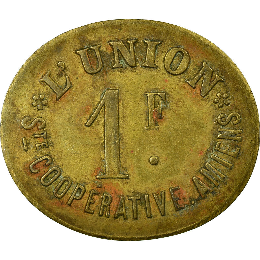 Moneta, Francja, Société Coopérative l'Union, Amiens, 1 Franc, EF(40-45)