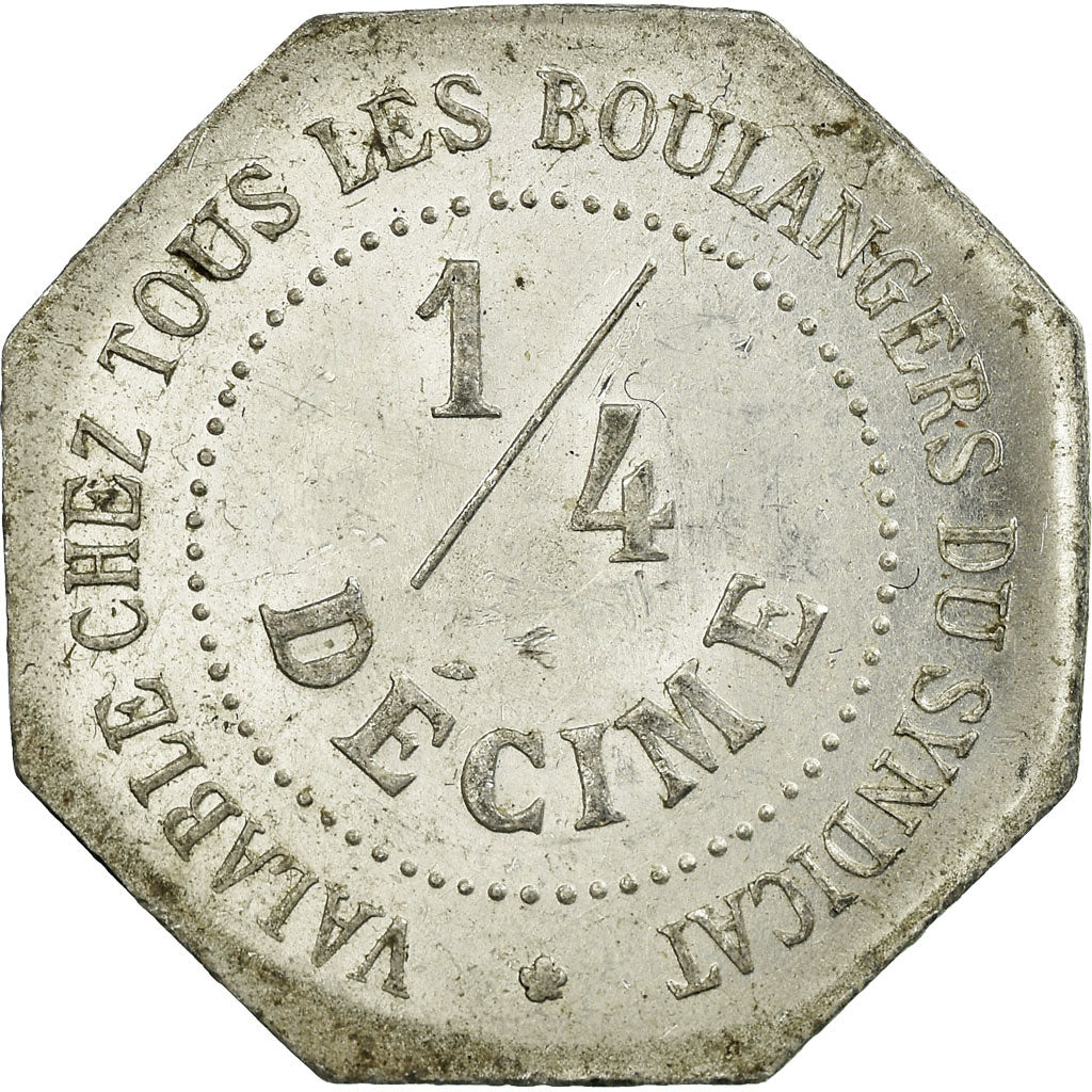 Monnaie, France, Chambre Syndicale des Patrons Boulangers, Nantes, 1/4 Decime