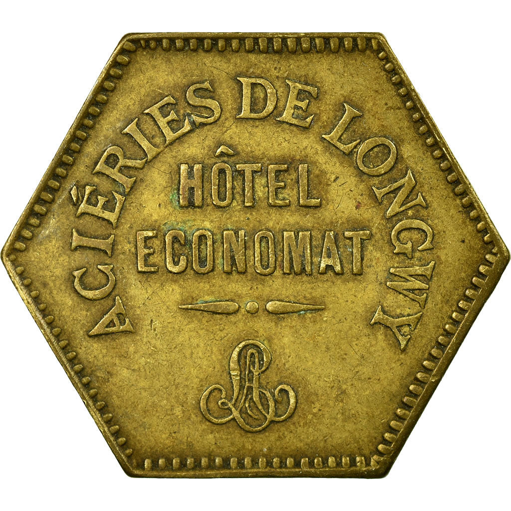 Moneta, Francia, Aciéries de Longwy, Hôtel Economat, Longwy, 1 Franc, 1883