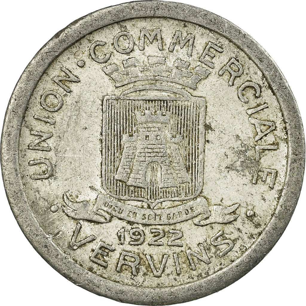 Coin, France, Union Commerciale, Vervins, 10 Centimes, 1922, EF(40-45)
