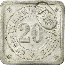 Moneta, Francia, Compagnie des Tramways, Nantes, 20 Centimes, BB+, Alluminio