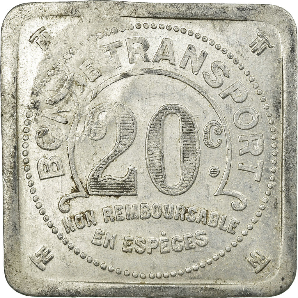Moneta, Francia, Compagnie des Tramways, Nantes, 20 Centimes, BB+, Alluminio