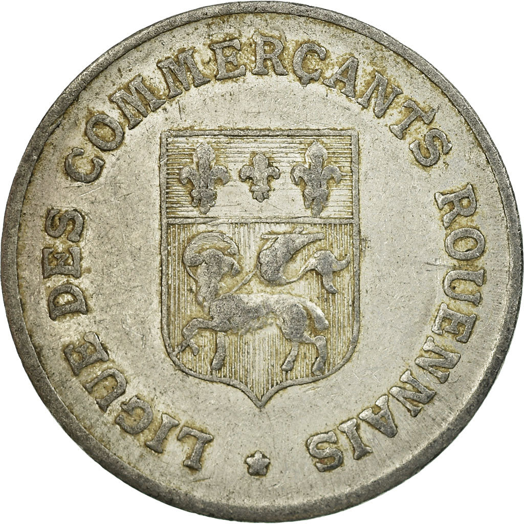 Moneda, Francia, Ligue des Commerçants, Rouen, 10 Centimes, 1920, MBC