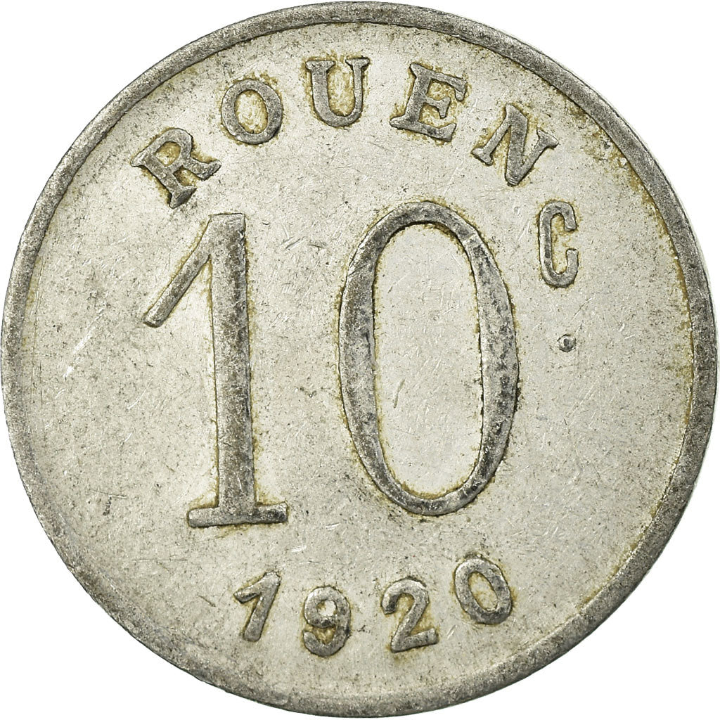 Moneda, Francia, Ligue des Commerçants, Rouen, 10 Centimes, 1920, MBC