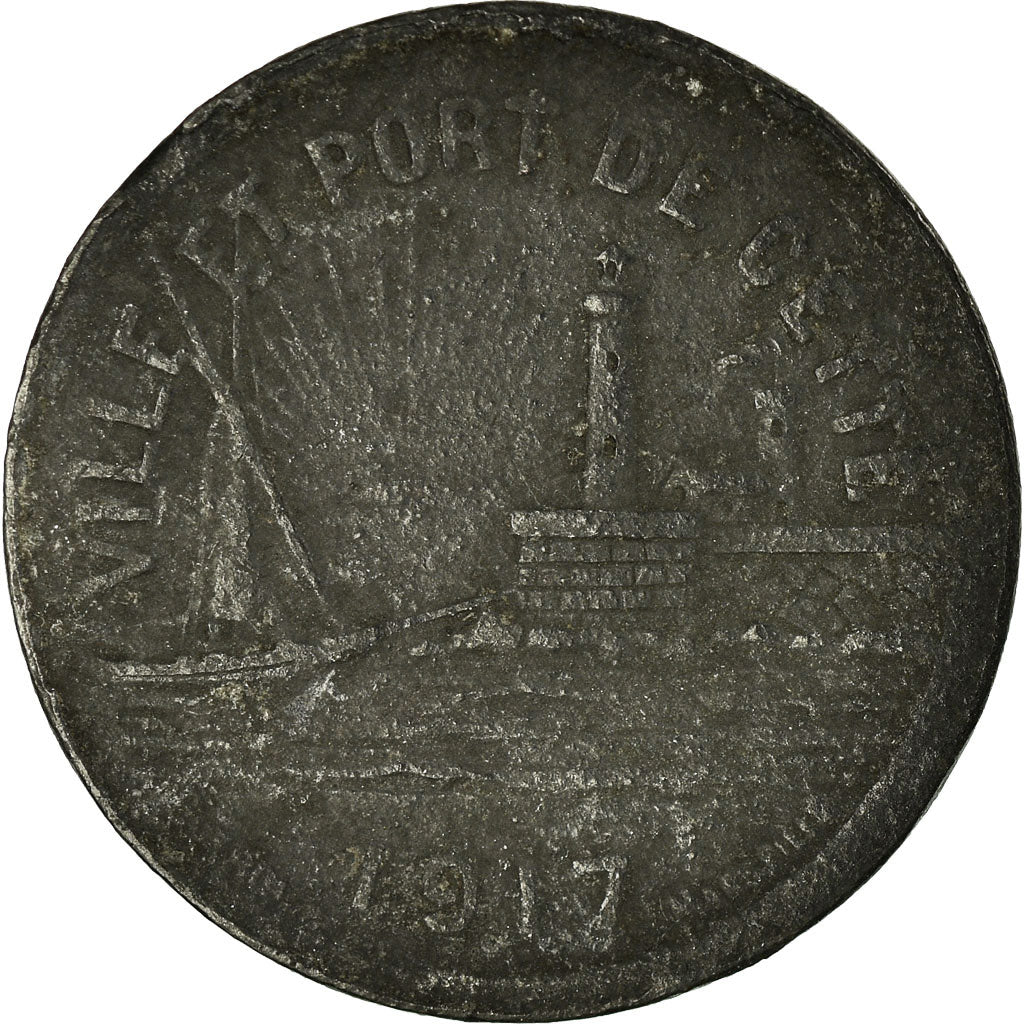 Moneta, Francia, Ville et Port de Cette, Sète, 10 Centimes, 1917, MB+, Zinco