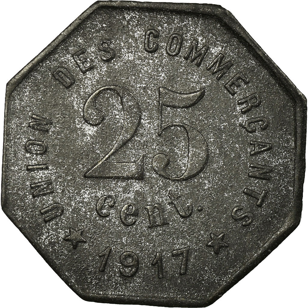 Munten, Frankrijk, Union des Commerçants, Castelnaudary, 25 Centimes, 1917