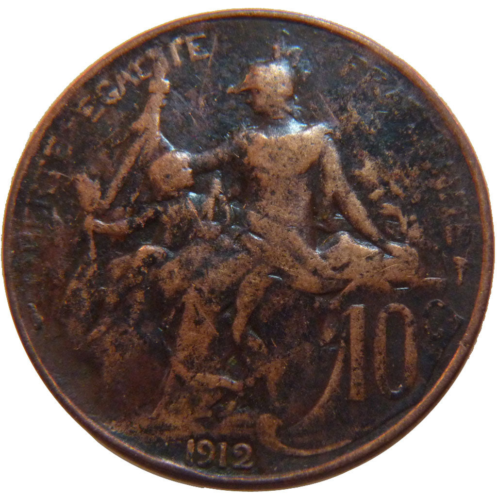FRANCE, Dupuis, 10 Centimes, 1912, Paris, KM #843, VF(30-35), Bronze, 30,...