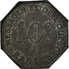 Munten, Frankrijk, Messageries de l'Ouest, Nantes, 10 Centimes, ZF+, Nickel