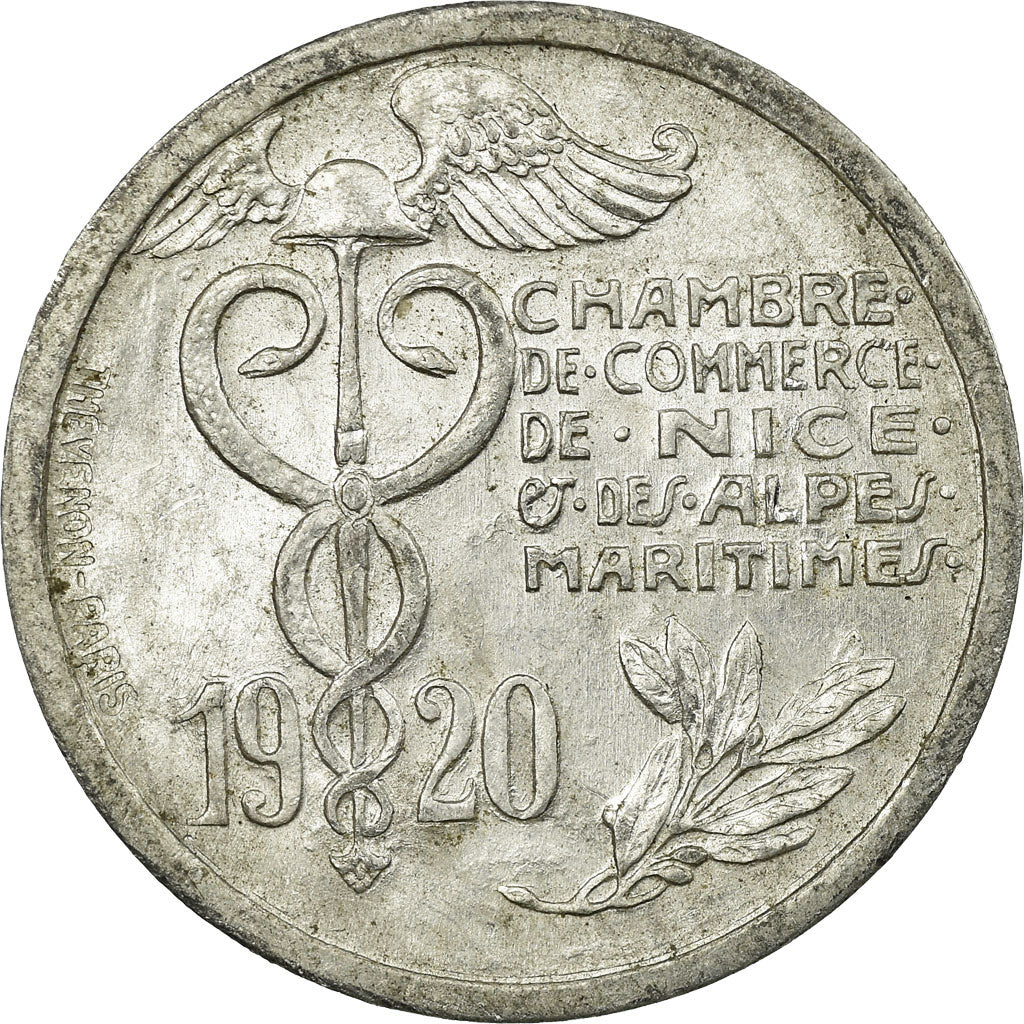 Coin, France, Chambre de Commerce, Nice, 10 Centimes, 1920, AU(50-53)