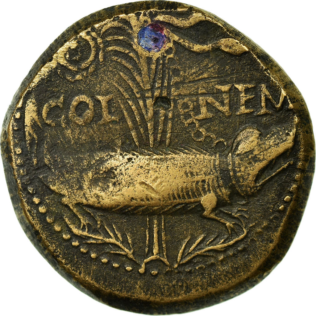 Coin, Augustus, Dupondius, 10-14 AD, Nîmes, VF(30-35), Bronze, RIC:160