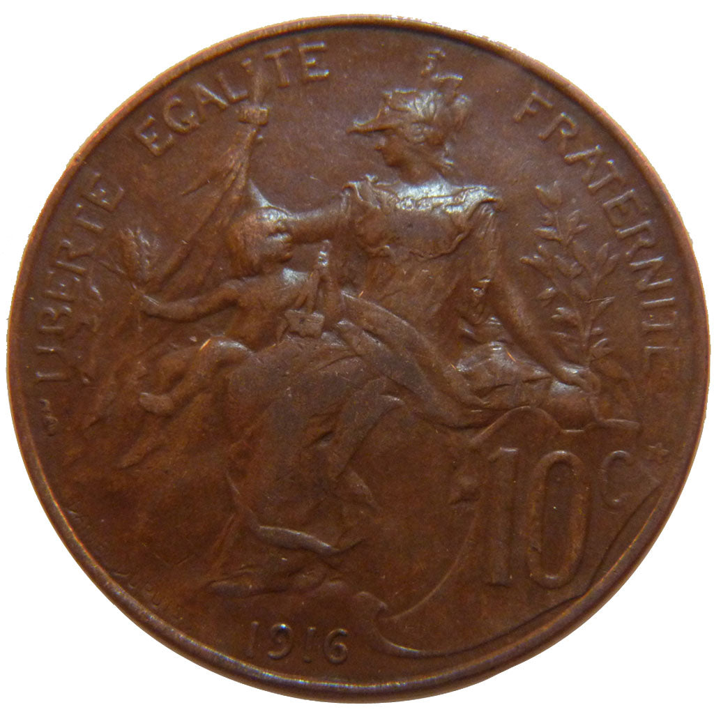 Francia, 10 Centimes, 1916, BB+, Bronzo, Gadoury:277