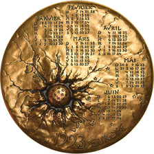 Frankrijk, Medaille, Calendrier, Femme nue et Taureau, Europe, 1993, Mayot, UNC