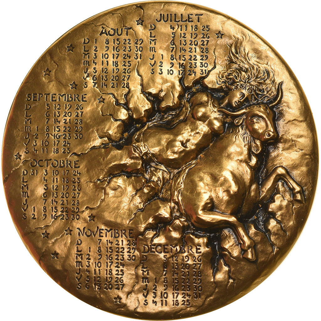 Frankrijk, Medaille, Calendrier, Femme nue et Taureau, Europe, 1993, Mayot, UNC
