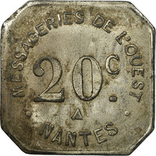 Coin, France, Messageries de l'Ouest, Nantes, 20 Centimes, EF(40-45), Nickel