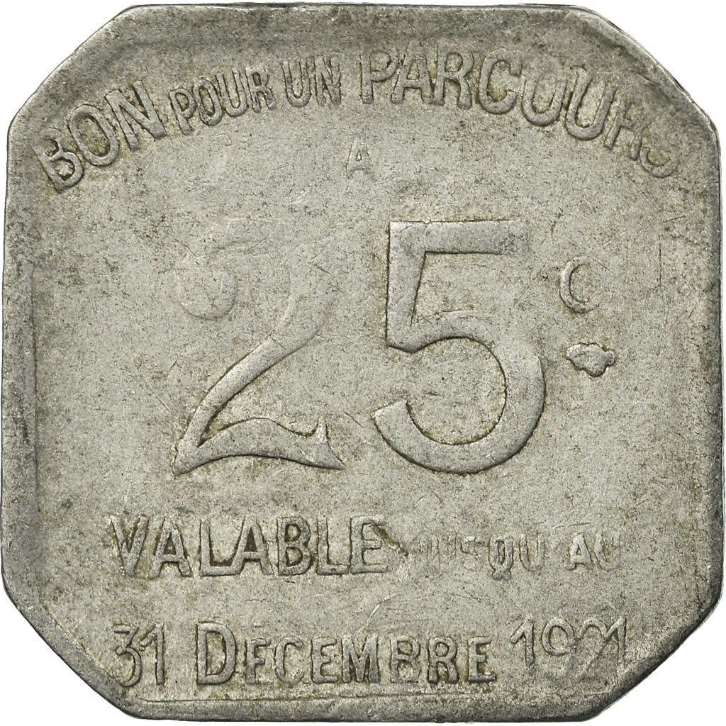 Coin, France, Transport en Commun Région Parisienne, Paris, 25 Centimes