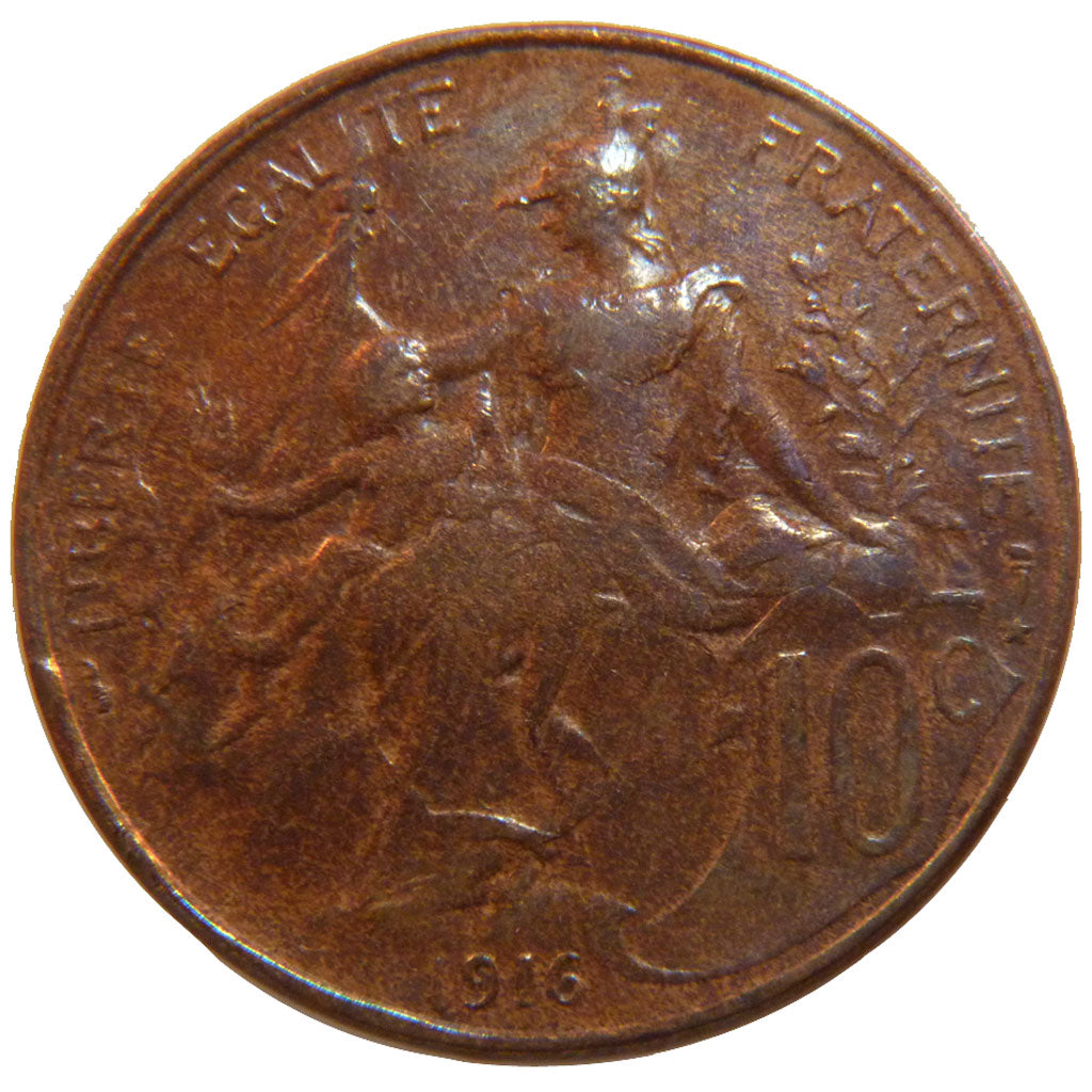FRANCE, Dupuis, 10 Centimes, 1916, Paris, KM #843, EF(40-45), Bronze, 30,...