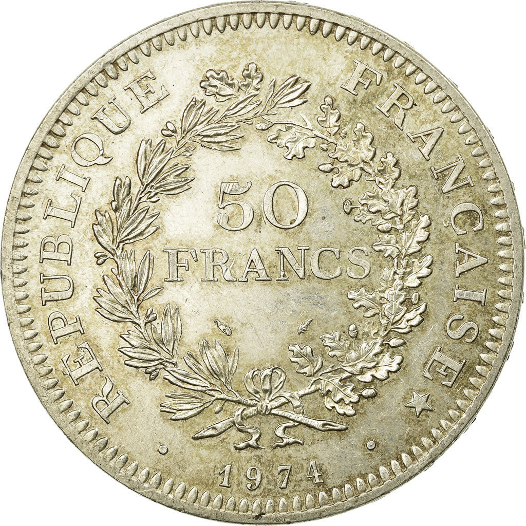 Coin, France, Hercule, 50 Francs, 1974, Hybrid issue, MS(60-62), Silver