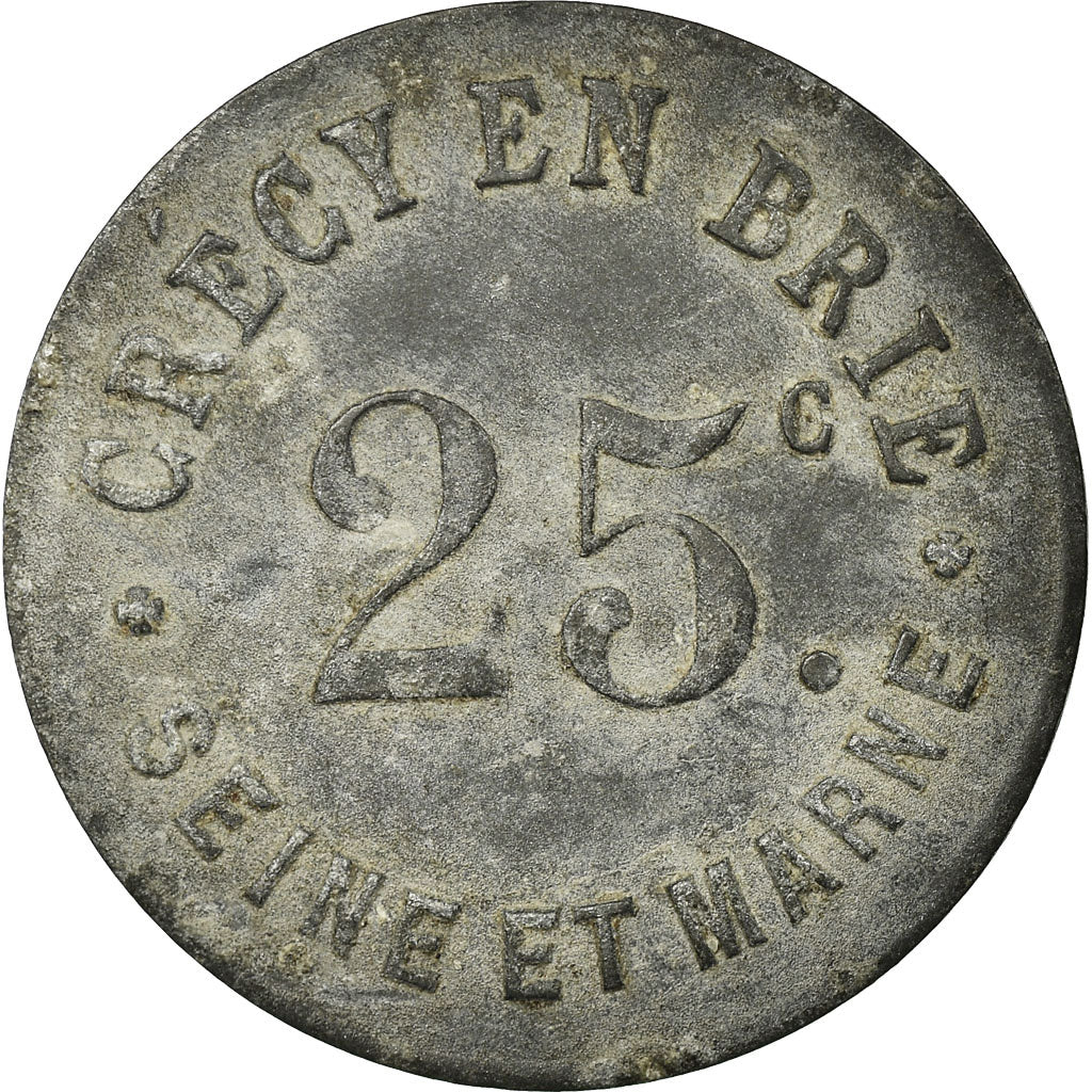 Moneta, Francia, Crécy-en-Brie, Crécy-la-Chapelle, 25 Centimes, BB, Zinco