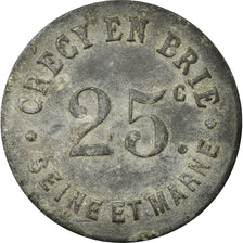 Moneta, Francia, Crécy-en-Brie, Crécy-la-Chapelle, 25 Centimes, BB, Zinco