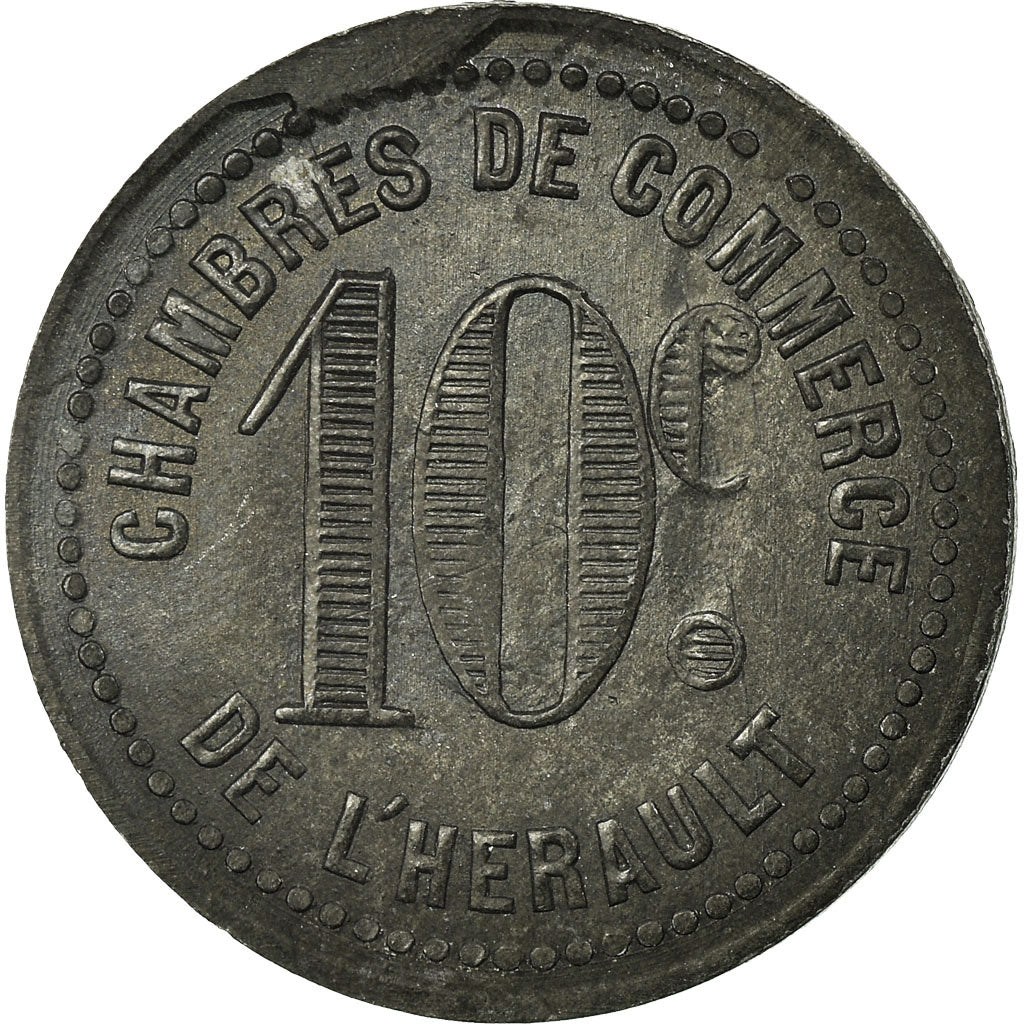 Coin, France, Chambres de Commerce de l'Hérault, 10 Centimes, AU(50-53), Zinc