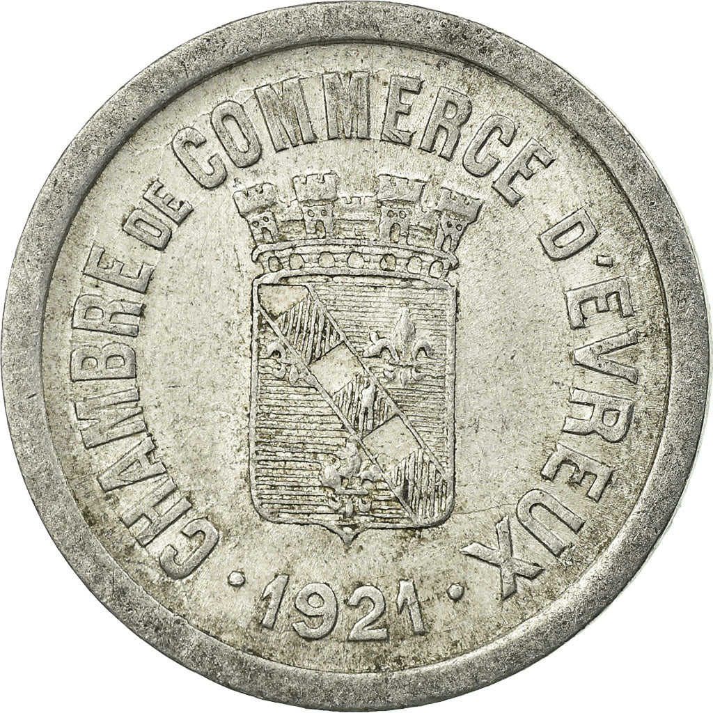 Moneta, Francia, Chambre de Commerce, Evreux, 10 Centimes, 1921, BB+, Alluminio