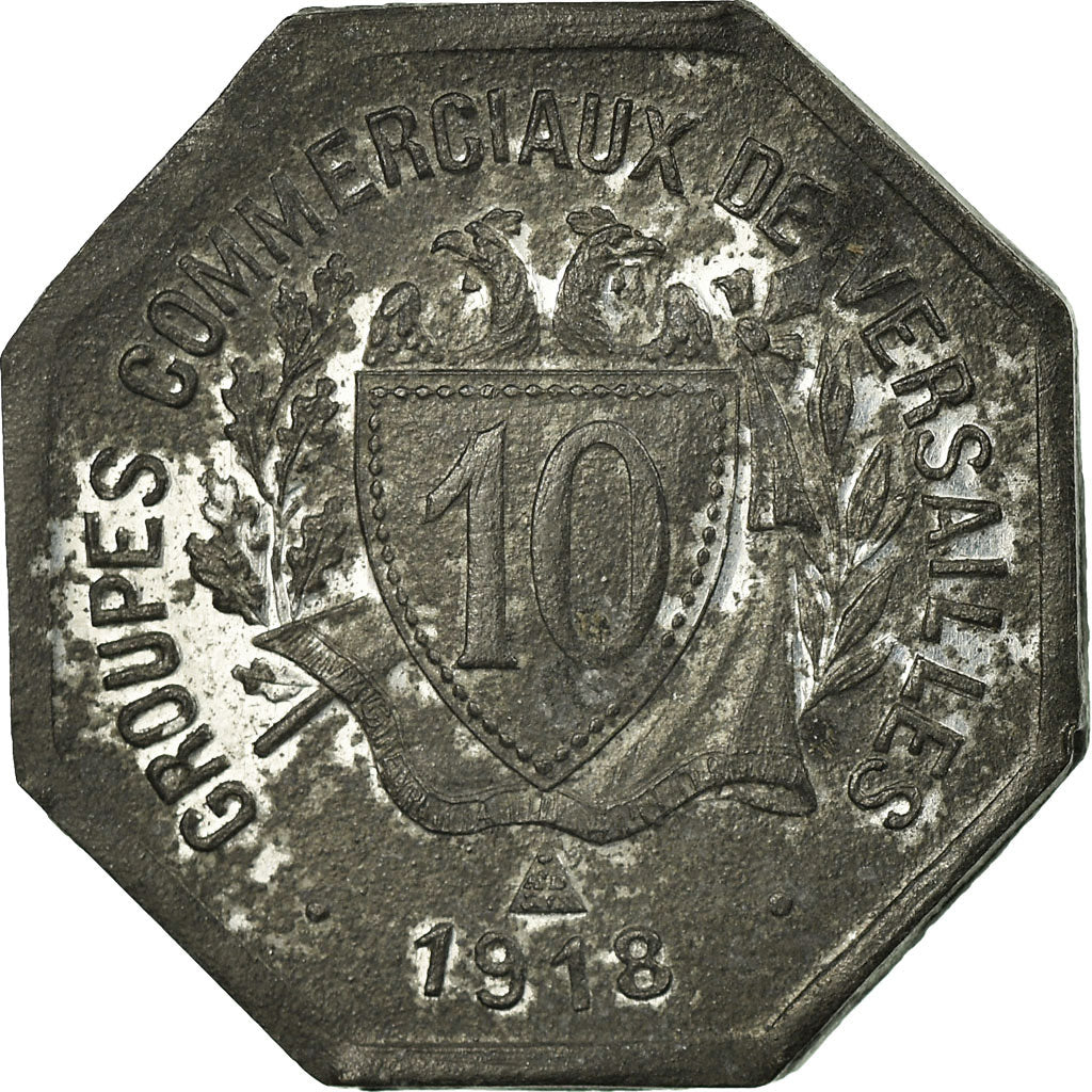 Coin, France, Groupes Commerciaux, Versailles, 10 Centimes, 1918, EF(40-45)