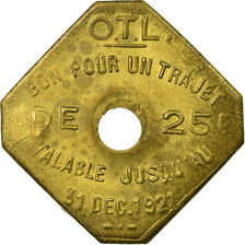 Coin, France, Omnibus Tramways de Lyon, Lyon, 25 Centimes, 1921, AU(55-58)