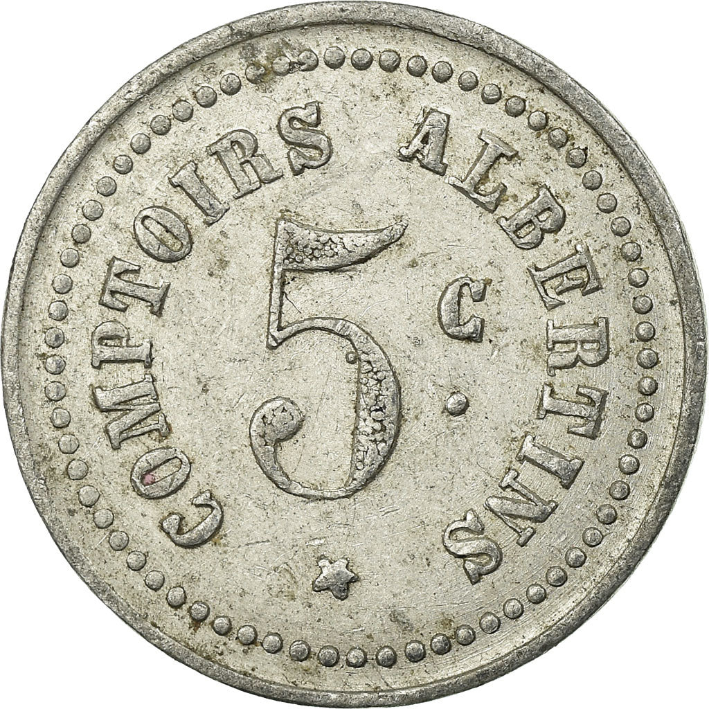 Moneta, Francja, Comptoirs Albertins, Albert, 5 Centimes, Undated, EF(40-45)
