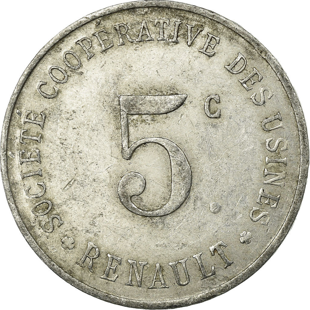 Coin, France, Soc. Coop. des Usines Renault, Boulogne-Billancourt, 5 Centimes