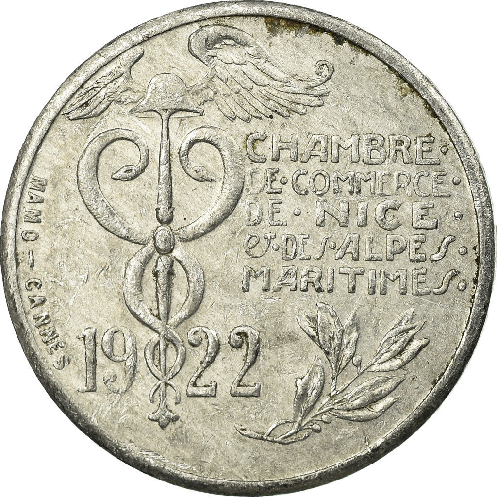 Coin, France, Chambre de Commerce, Nice, 10 Centimes, 1922, EF(40-45)