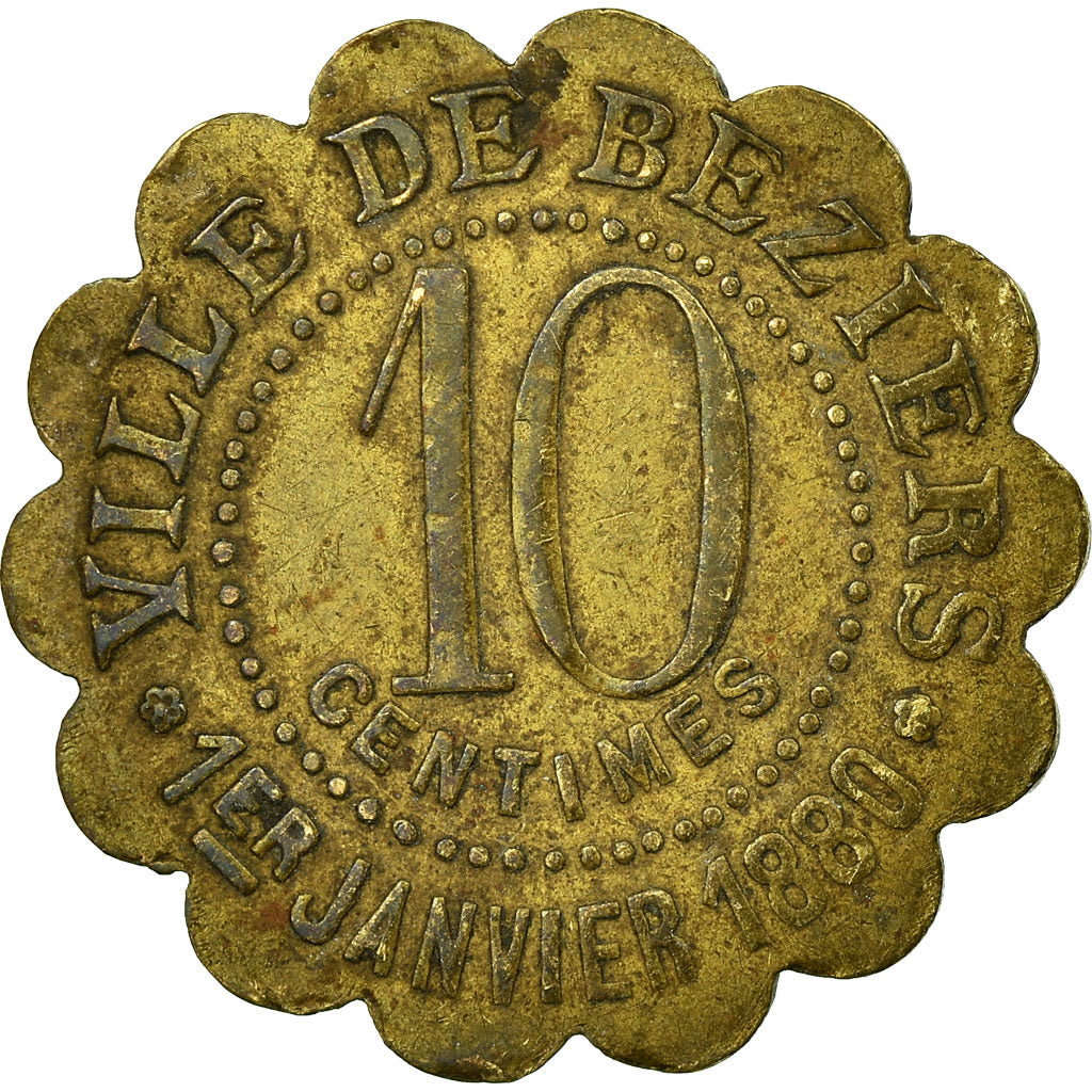 Moneda, Francia, Ville de Béziers, La Fraternelle, Béziers, 10 Centimes, MBC