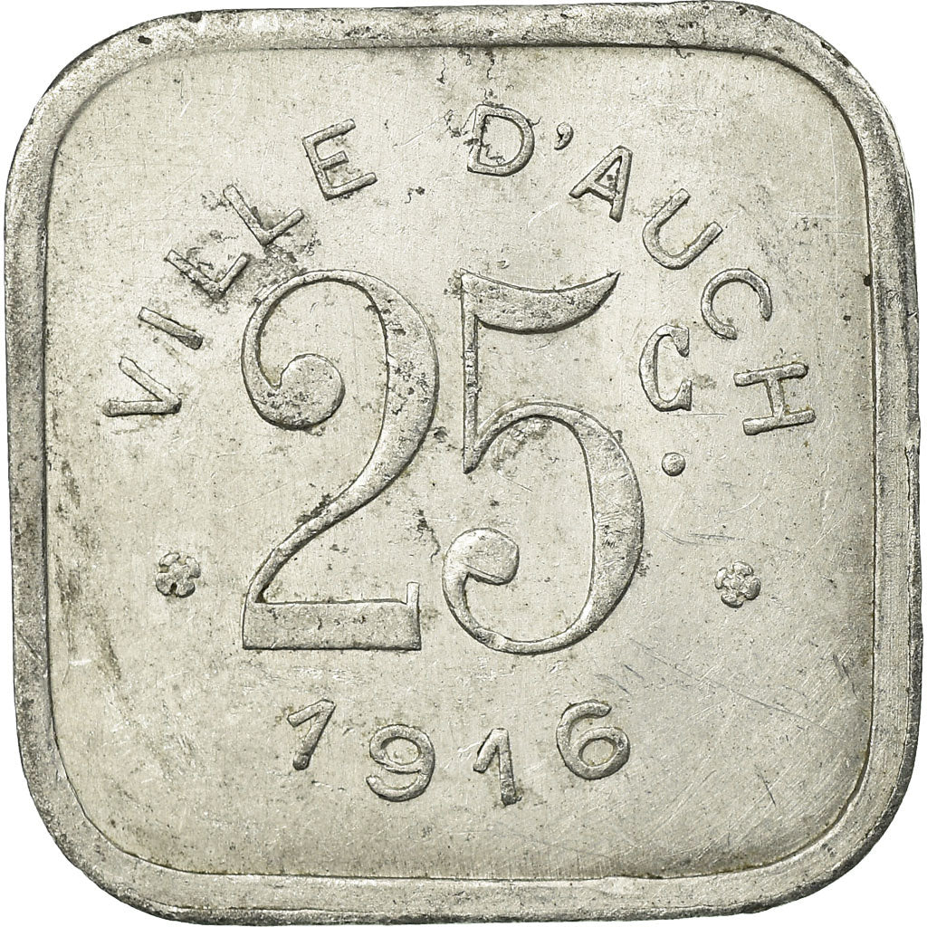 Moneta, Francja, Augusta Auscorum, Auch, 25 Centimes, 1916, EF(40-45)