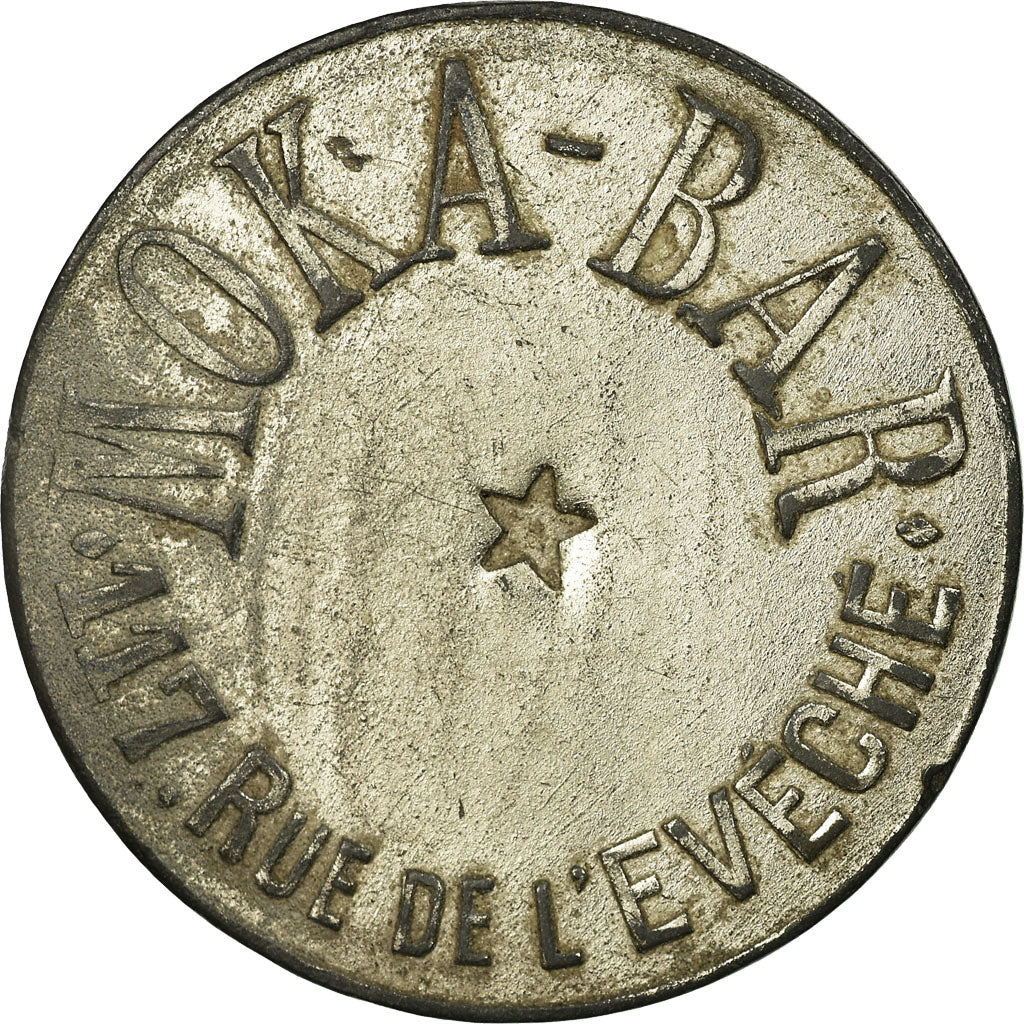 Moneda, Francia, Moka-Bar, Marseille, 10 Centimes, MBC, Nickel plated zinc