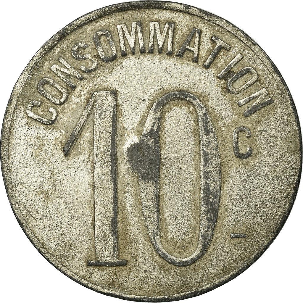 Moneda, Francia, Moka-Bar, Marseille, 10 Centimes, MBC, Nickel plated zinc