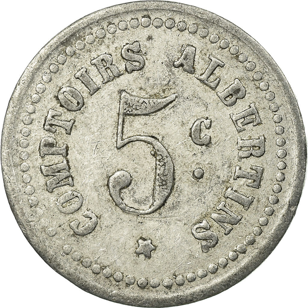 Münze, Frankreich, Comptoirs Albertins, Albert, 5 Centimes, SS, Aluminium