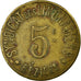 Coin, France, Syndicat des Limonadiers, Béziers, 5 Centimes, EF(40-45), Brass