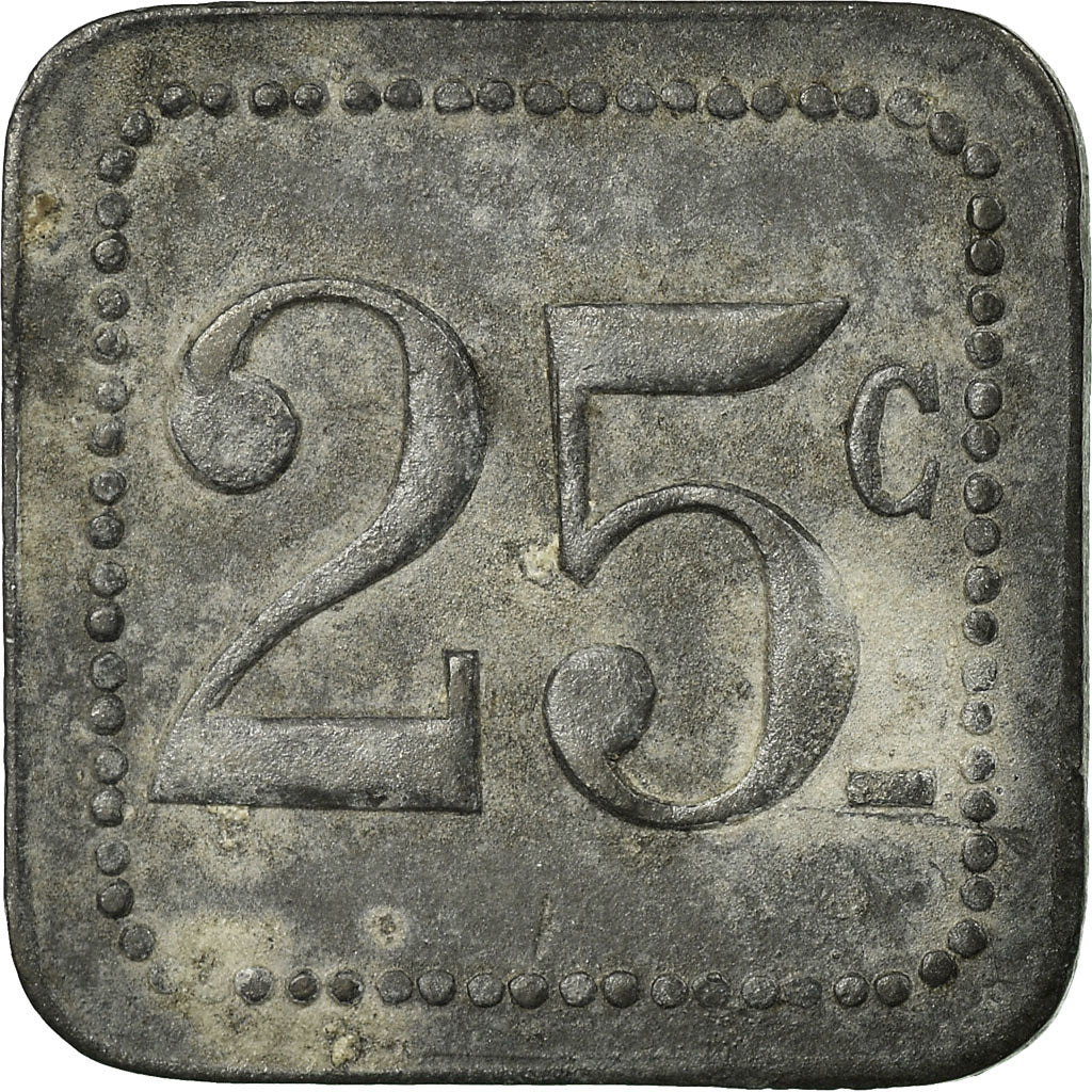 Moneta, Francia, Bellevilloise Boyer, Paris, 25 Centimes, BB, Zinco