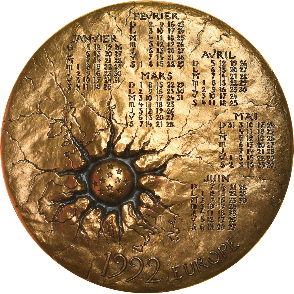 Frankrijk, Medaille, Calendrier, Femme nue et Taureau, Europe, 1992, Mayot, FDC