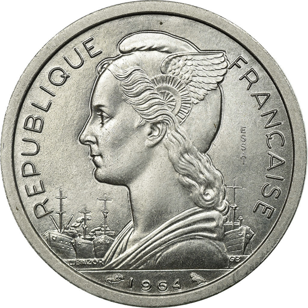 Coin, Comoros, 2 Francs, 1964, Paris, ESSAI, MS(65-70), Aluminum, KM:E2