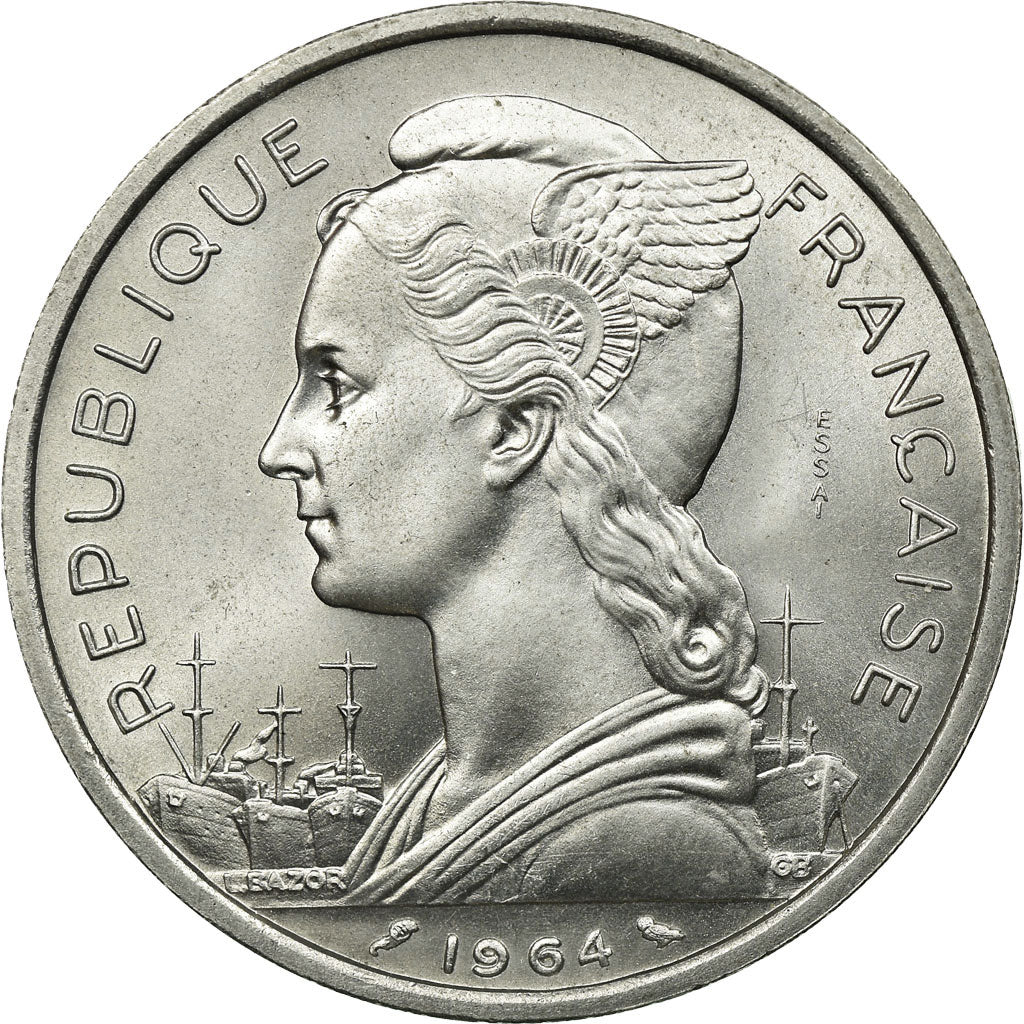 Coin, Comoros, 5 Francs, 1964, Paris, ESSAI, MS(65-70), Aluminum, KM:E3