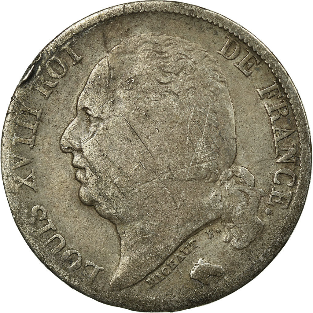 Moneta, Francia, Louis XVIII, Franc, 1822, Paris, B+, Argento, KM:709.1