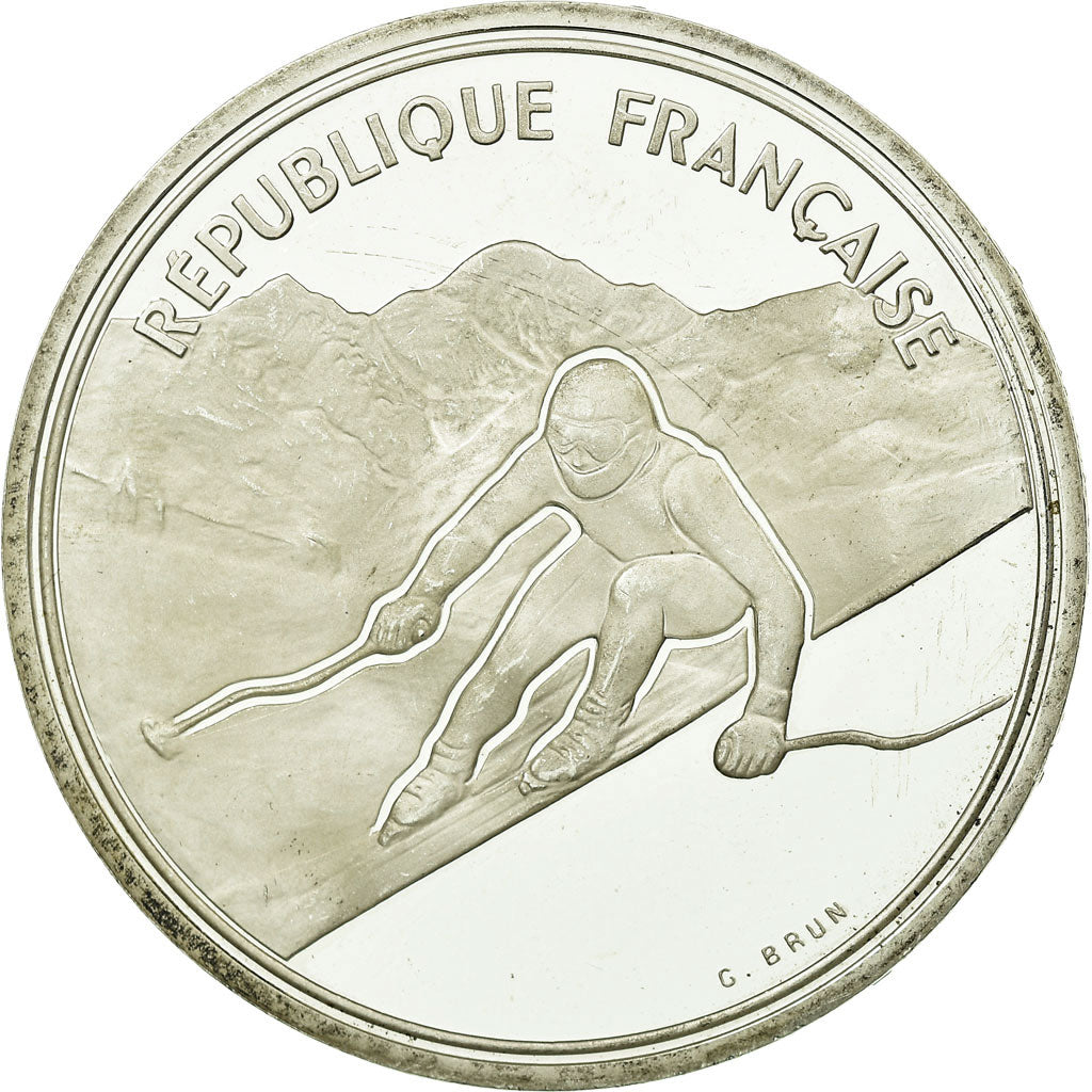 Coin, France, Alpine skiing, 100 Francs, 1989, Albertville 92, MS(60-62)