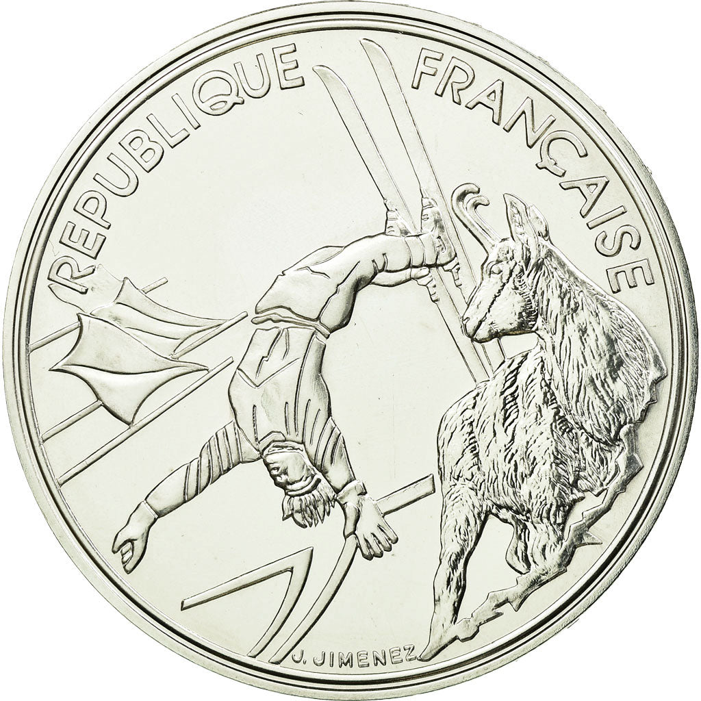 Coin, France, Free-style skier, 100 Francs, 1990, Albertville 92, ESSAI, MS(63)