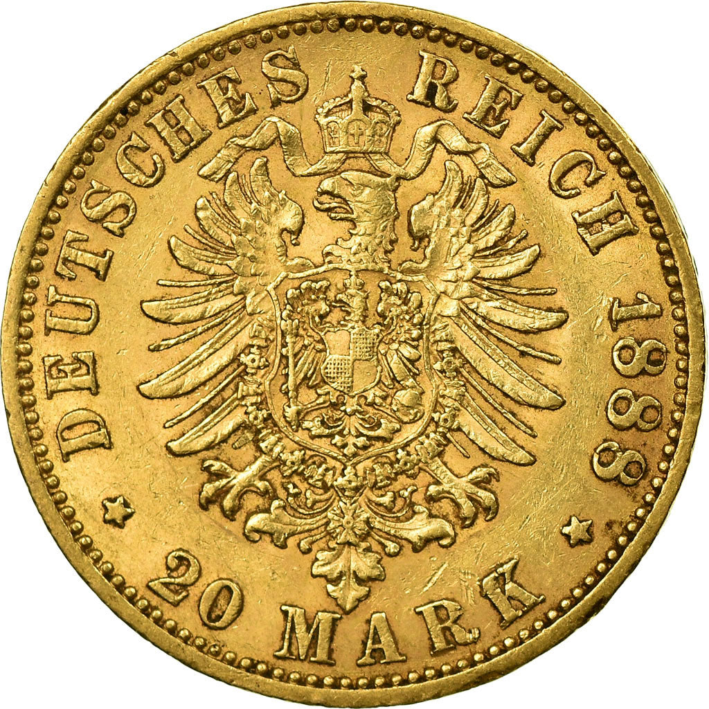 Coin, German States, PRUSSIA, Friedrich III, 20 Mark, 1888, Berlin, EF(40-45)