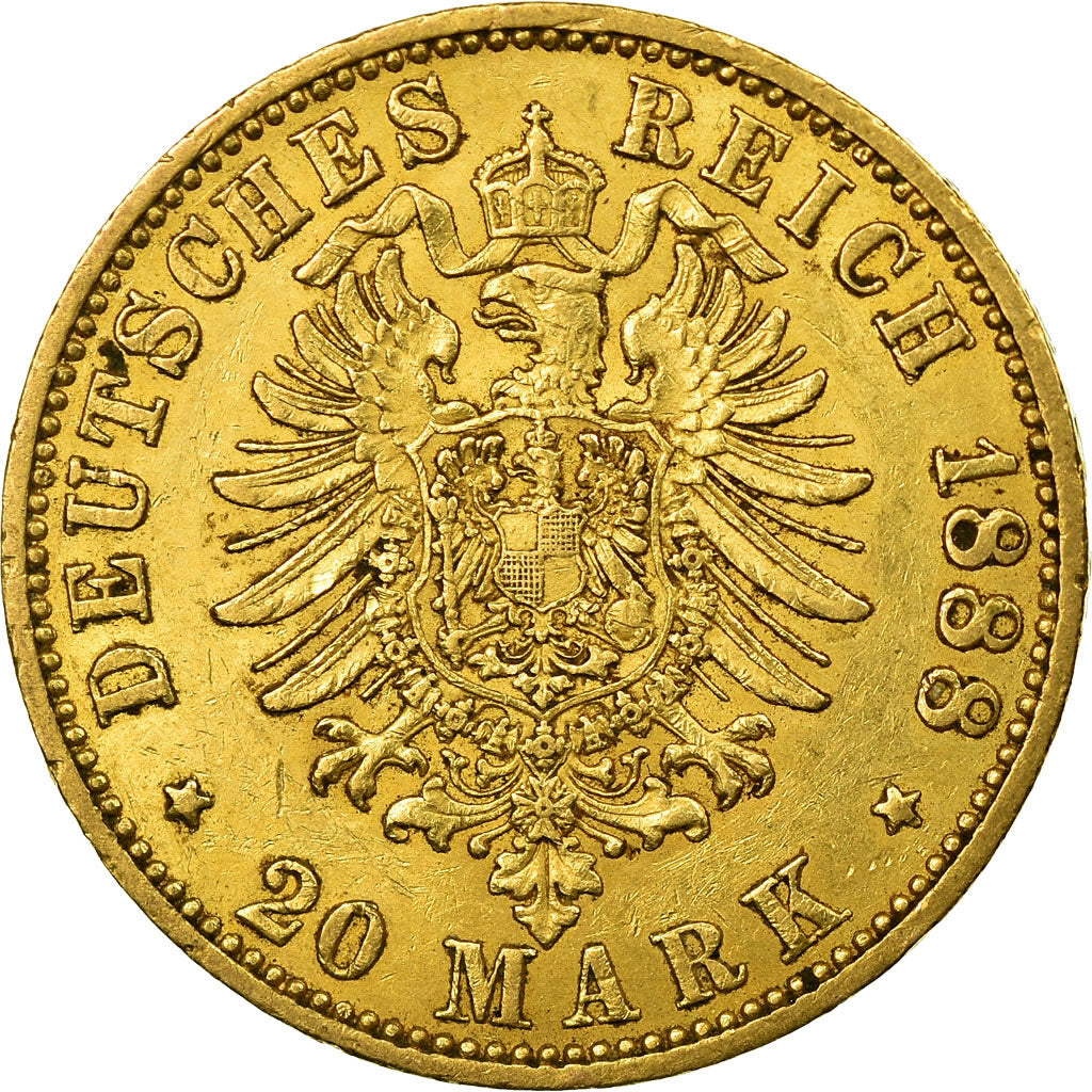 Coin, German States, PRUSSIA, Friedrich III, 20 Mark, 1888, Berlin, EF(40-45)