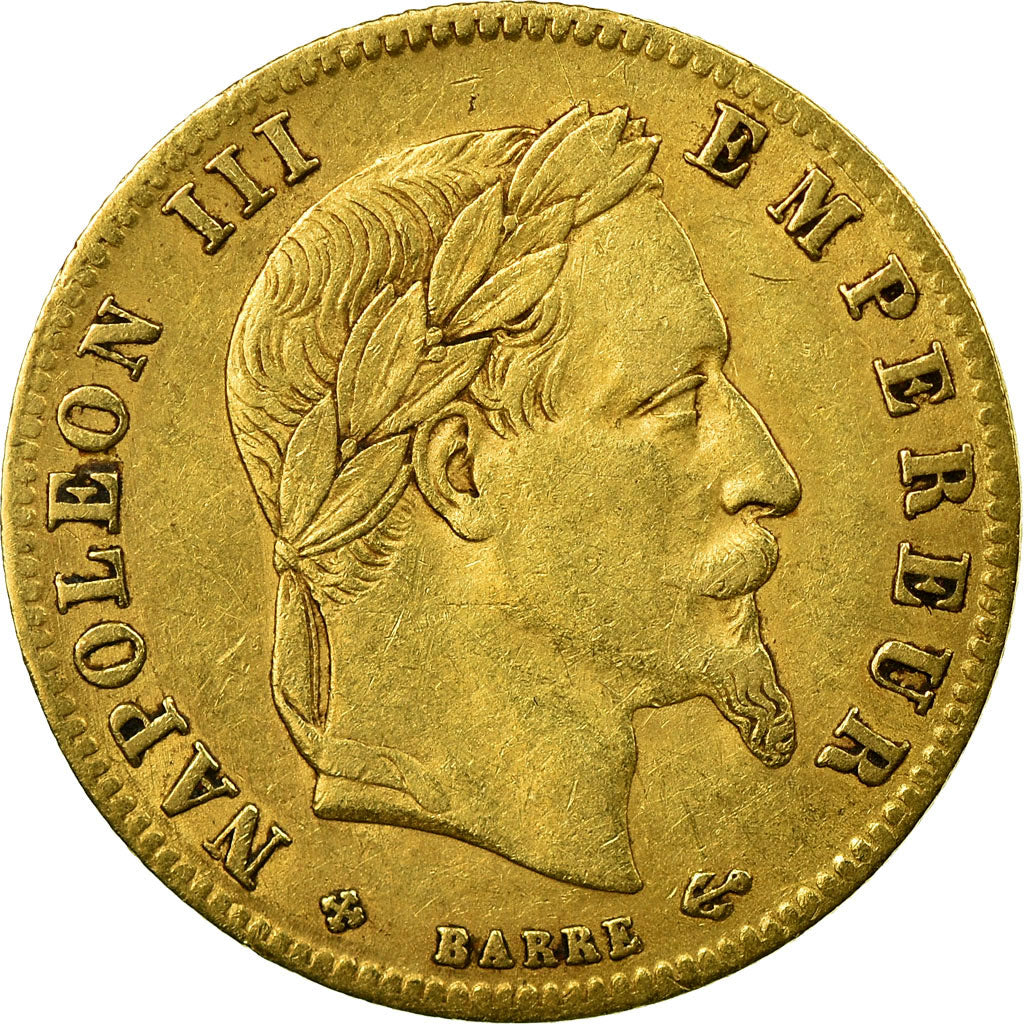 Moneta, Francja, Napoleon III, 5 Francs, 1864, Strasbourg, VF(30-35), Złoto