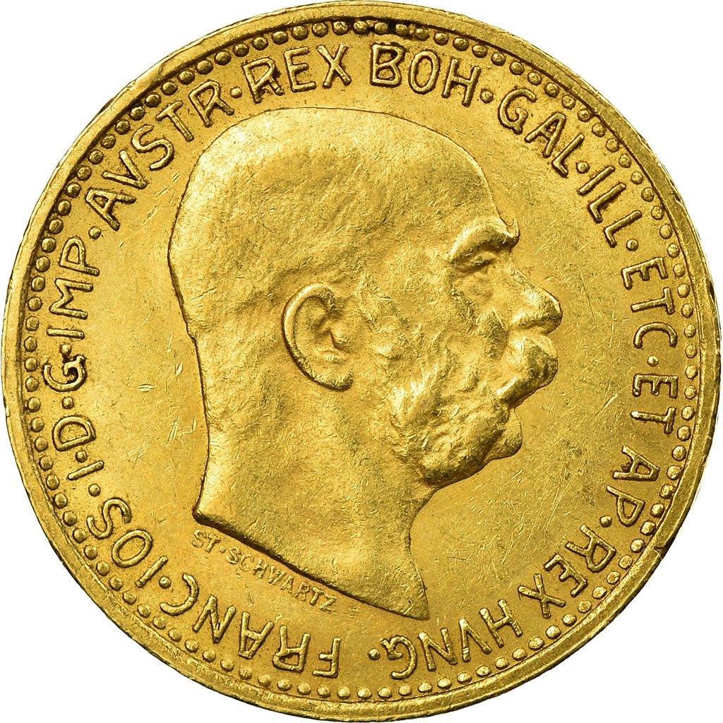 Coin, Hungary, Franz Joseph I, 10 Korona, 1910, Kormoczbanya, AU(55-58), Gold