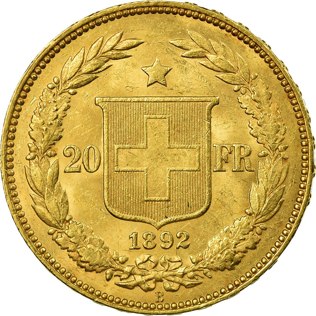 Moneda, Suiza, 20 Francs, 1892, Bern, EBC+, Oro, KM:31.3