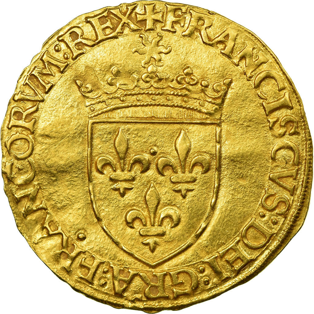 Moneta, Francia, François Ier, Écu d'or au soleil, Paris, BB+, Oro